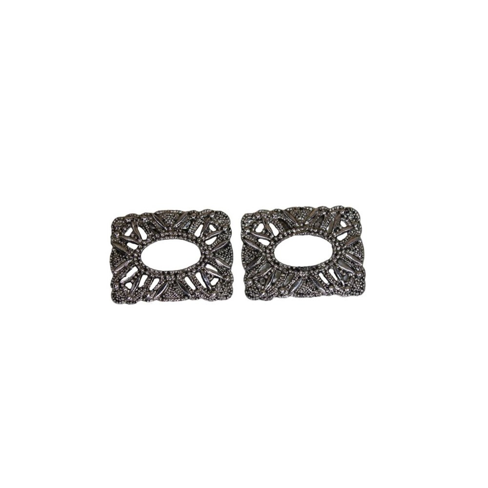 Vintage Silvertone Shoe Clips Buckle Silver Tone 91162